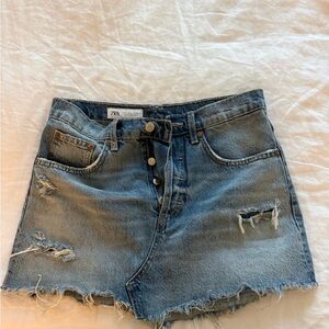 Zara Distressed Blue Mini Skirt